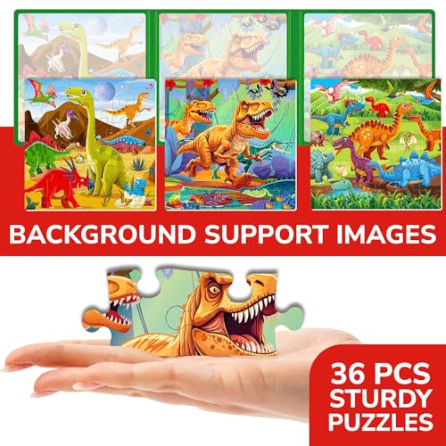 Image of Magnetic Puzzles for Toddlers 3-5 - Kids Travel Toys for Boys and Girls | 36 Pieces Sudoku Toddler Puzzles Ages 2-4 - Jurassic Kids Travel Game Ages 4-6 - Car Airplane Road Trip Games