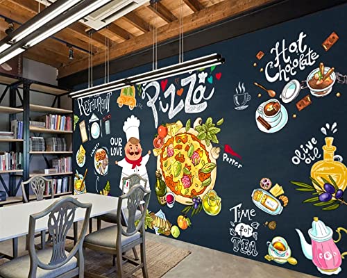 Custom Size Wall Murals，3D Hand Painted Pizza，Removable Peel And Stick Self-Adhesive Wall Murals Large Photo Wallpaper #TOP2