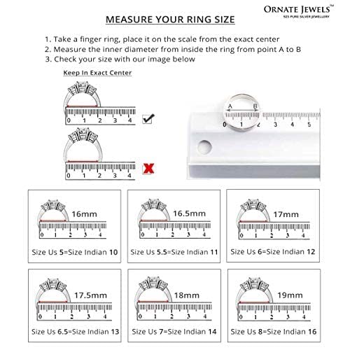 Ornate Jewels Pure 925 Sterling Silver American Diamonds Solitaire Ring for Womens |Gift for Womens and Girls| With Certificate of Authenticity & Hallmark