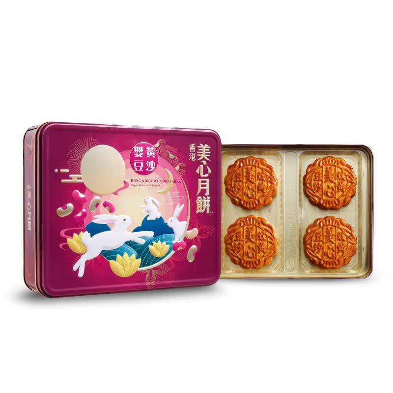 中国香港 美心（Meixin）港式中秋月饼礼盒 广式月饼礼盒装 中秋节 节日礼物 (豆沙月饼740g)