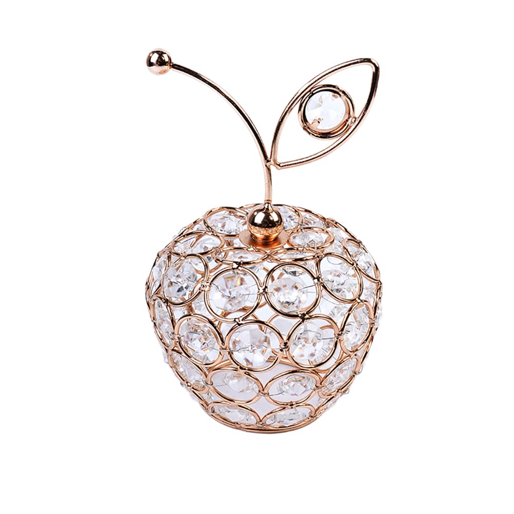 Adorno de fruta con forma de manzana de cristal brillante, escultura de fruta artificial, decoración de centro de mesa para mesa de comedor en casa, boda, fiesta de cumpleaños (dorado)