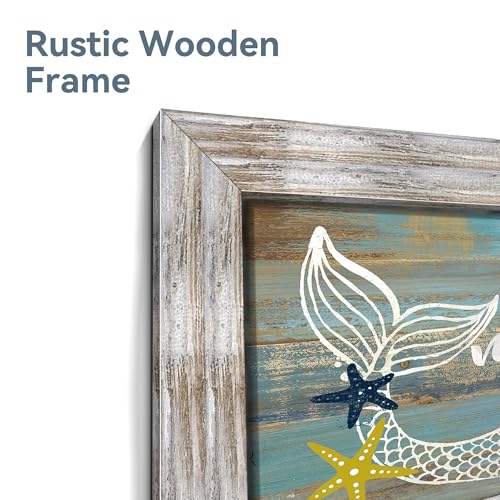 summer melody Mermaid Inspirational Wooden Framed Wall Art 24x12 Inch by summer melody - Used condition - Image 3