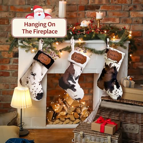 Chaussette de Noël imprimé vache cowboy décor de cheminée de ferme - 6