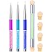 Produktbild 4 Stücke Nagel Kunst Pinsel Set, 3 Stücke Nagel Liner Pinsel UV Gel Malstift und 1 Stück Dual Gespitzt Ombre Schwamm Pinsel Nagel Gradient Shading Pen Nail Art Tipps Builder Pinsel mit 4 Ersatzköpfe