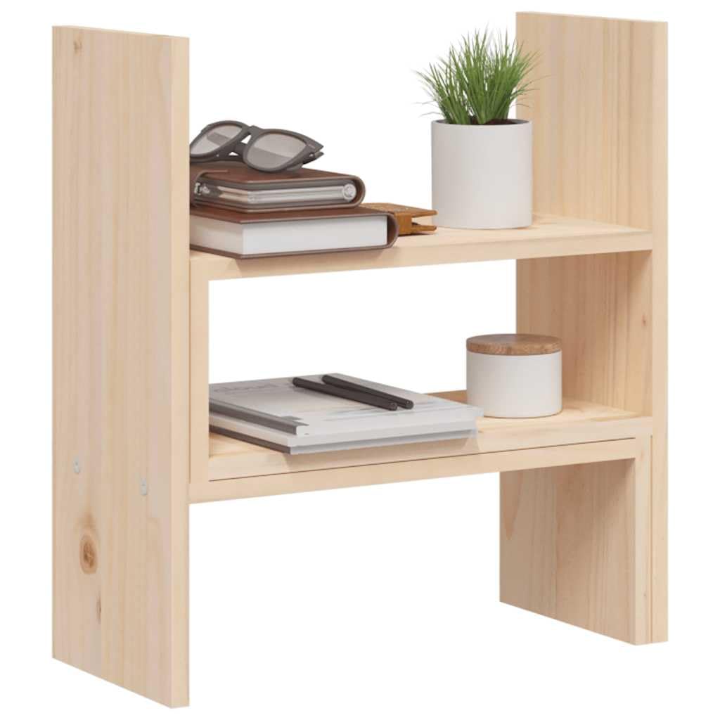 Supporto per monitor in legno di pino massiccio, 39-72 x 17 x 43 cm, regolabile in altezza, con ripiano e cassetto, supporto ergonomico per PC, per ufficio, casa, gaming e laptop