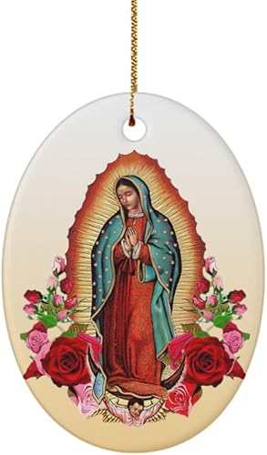 Miniatura 1 de Adorno de cerámica Virgen María de Nuestra Señora de Guadalupe de 3"