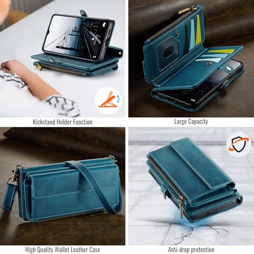 Asuwish Phone Case for Samsung Galaxy S24 FE 5G Zipper Wallet Cover Blue by Asuwish - Used condition - Image 6