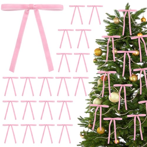 Shining She Rosa Schleifen Samt Weihnachten Deko, 30 Stück Rosa...