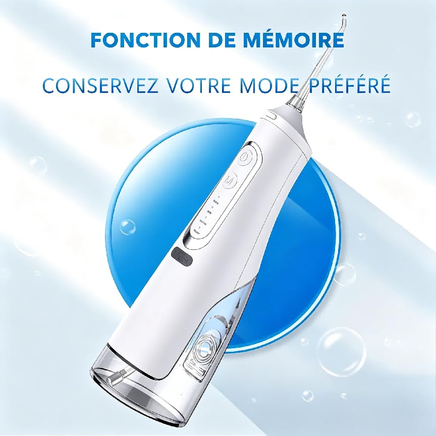 Oryzom Hydropulseur Sans fil Pour un Soin Dentaire & Buccal optimal - Jet Dentaire pour Gencives 5 Modes & 4 Embouts, Réservoir de 300 ml, Étanchéité IPX7, Prenez soin de votre Bouche (Noir)
