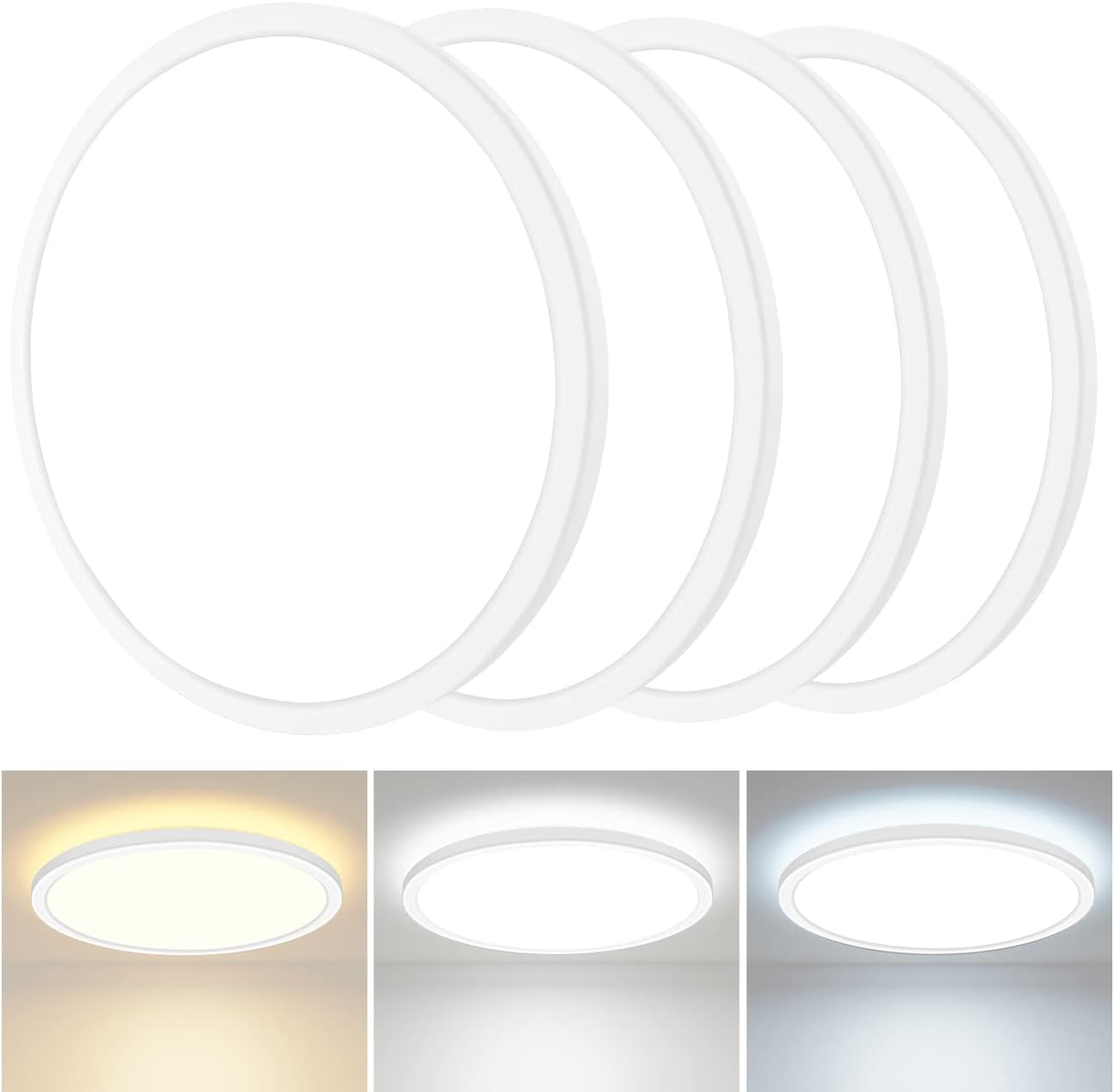 4 Pack LED Flush Mount Ceiling Light 9Inch, 24W 2100LM & 3 Color
