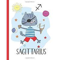 Sagittarius Journal: Astrology Gift for Kids with Wide Ruled Paper and 100 Pages - Cute Sagittarius Cat