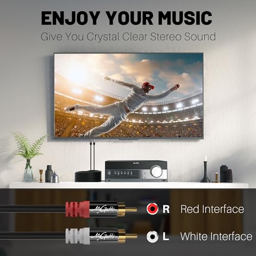 Kabel jack 3,5 mm na cinch, 30 metrów, 2 wtyczki RCA na AUX Stereo adapter audio, kabel rozdzielający Aux-cinch, ekranowany kabel 1/8 na 2 cinch, do słuchawek, MP3, głośników i wielu innych