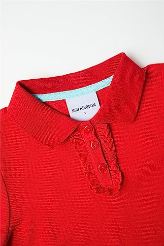 Image of Mud Kingdom Girls Short Sleeve Ruffle Pique Polo Uniform Top Stretch Lightweight