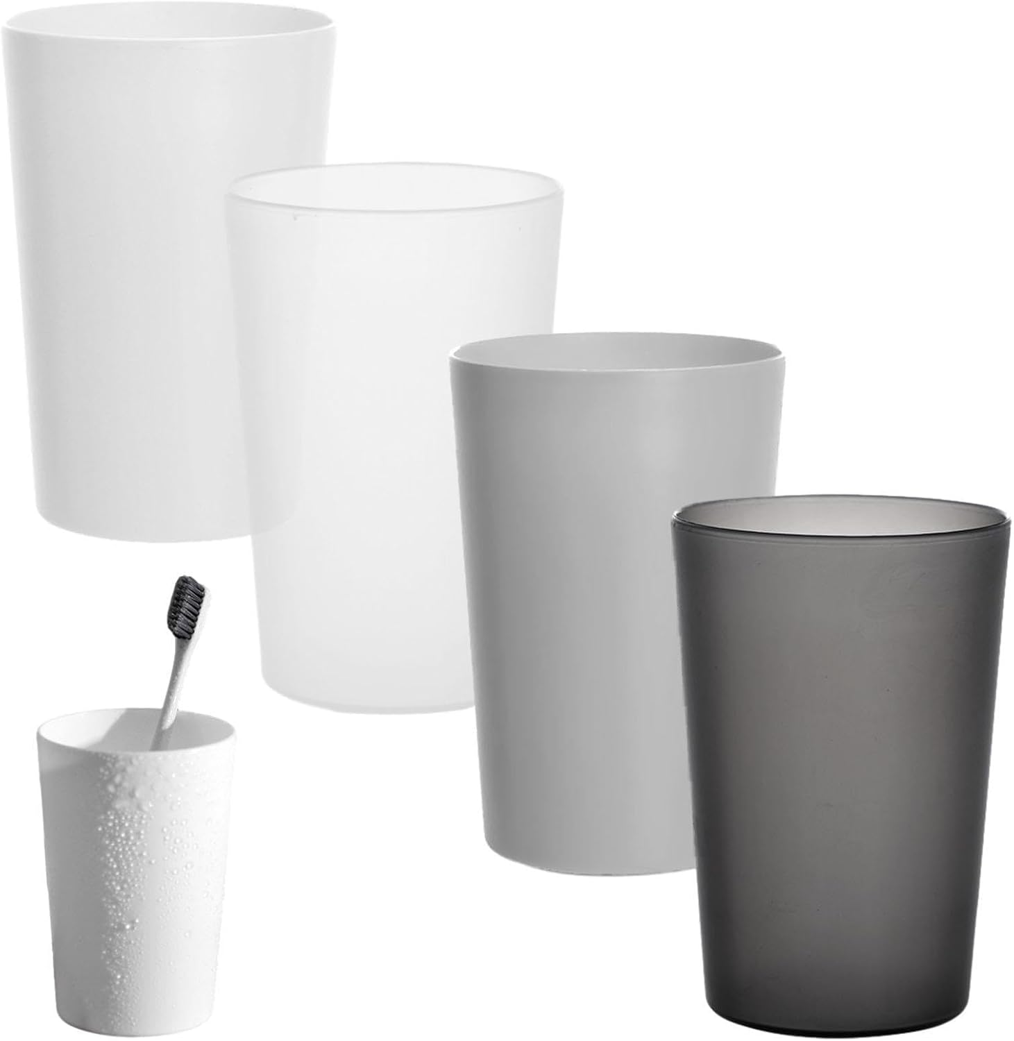 Toothbrush Cup 4Pack Bathroom Tumbler, Unbreakable Smooth Mouth Toothbrush Tumbler, Stackable Counter Cups for Travel Camping Bathroom Tidy Bathroom, Set of 4 Colors Travel Mugs(Size:4pack)