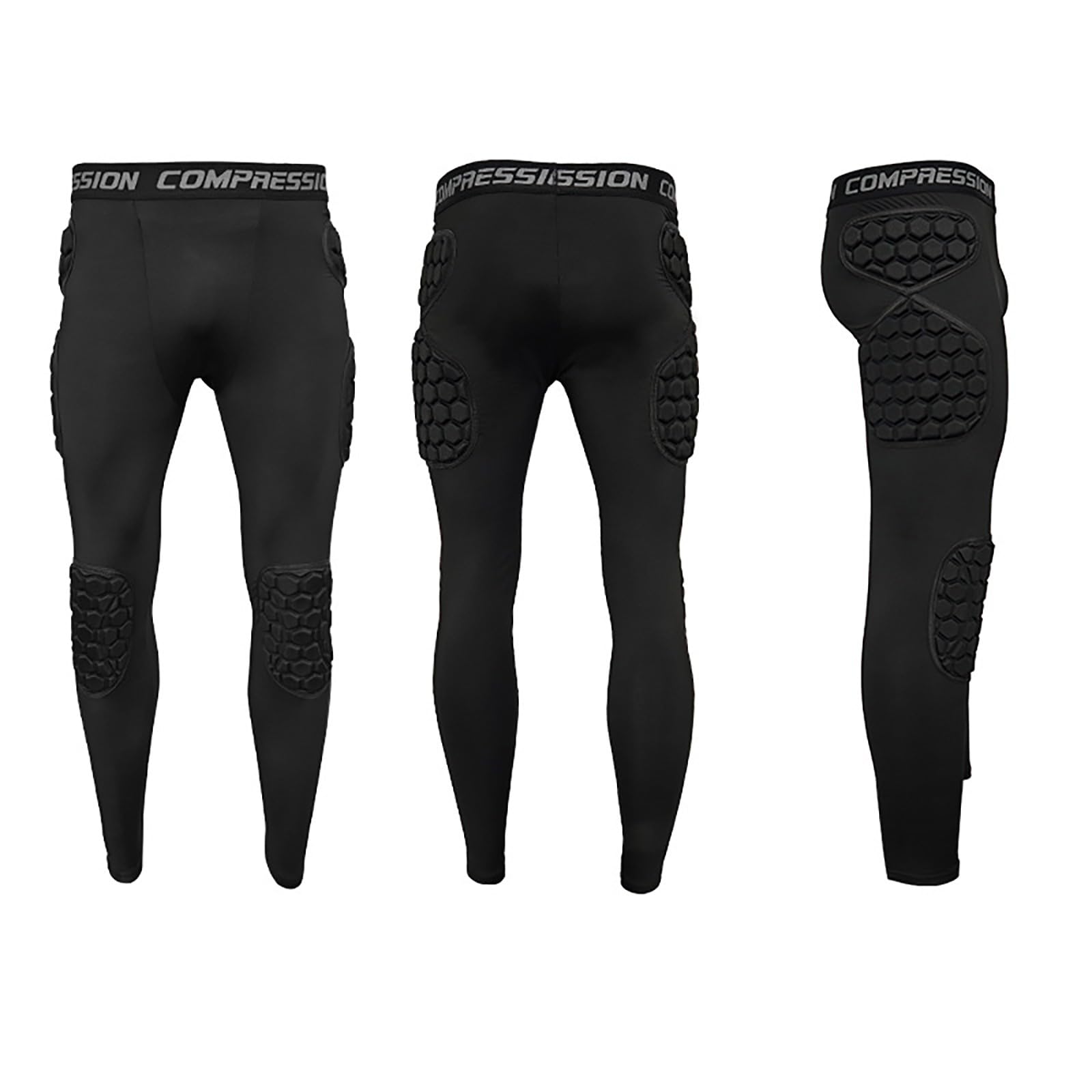 Pantalones de fútbol acolchados y amortiguadores con almohadillas de panal, leggings integrados para hombre, pantalones de portero de protección para una completa protección