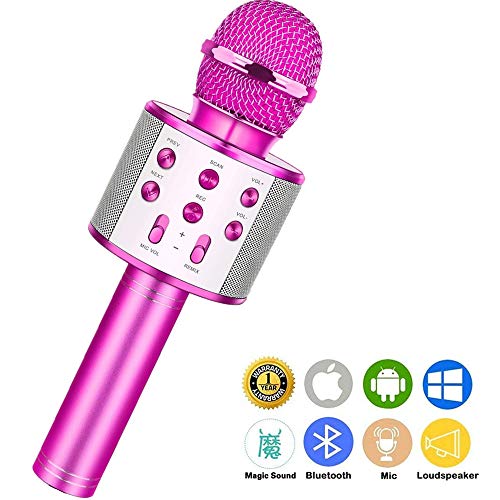 Wireless Bluetooth Karaoke Microphone,Rechargeable Kids Microphone Karaoke Machine,Professional Handheld Karaoke Mic Speaker Home