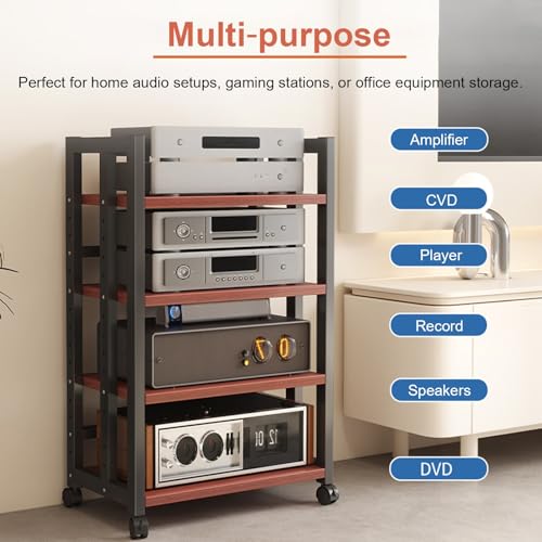 WDJBPSH Mueble Equipo HiFi Gran Solución Almacenamiento Audio, Mueble Estéreo Móvil 4 Niveles para Amplificadores Reproductores Accesorios TV, con Estante Ajustable(96cm/37.8in) - imagen 3