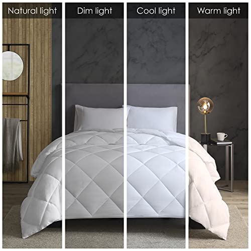 Sleep Philosophy Thinsulate Fibers 3M Scotchgard Moisture Wicking Down Alternative Comforter With 300Tc Cotton Sateen Cover, King, White #TOP1
