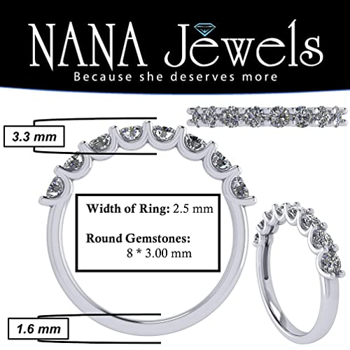 NANA Jewels CZ or Moissanite U shaped half Eternity Wedding & Anniversary Ring Stackable Sterling Silver2