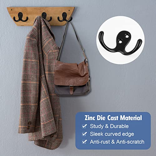 12 Pack Coat Hooks Wall Mounted Hooks For Hanging Clothes, Towels, Robe, Door Hooks Double Prong Diy Coat Rack Hanger Hooks With Screws For Bedroom, Bathroom, Entryway, Kitchen Farmhouse, Rustic Hooks #TOP3