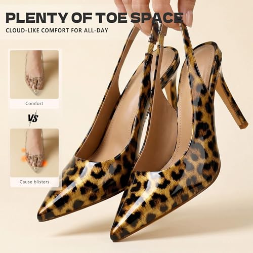 Image of heelchic Slingback Heels for Women Pointed Toe Stiletto Heel Closed Toe Pumps Slip on High Heels 2.95 inch Dress Pumps