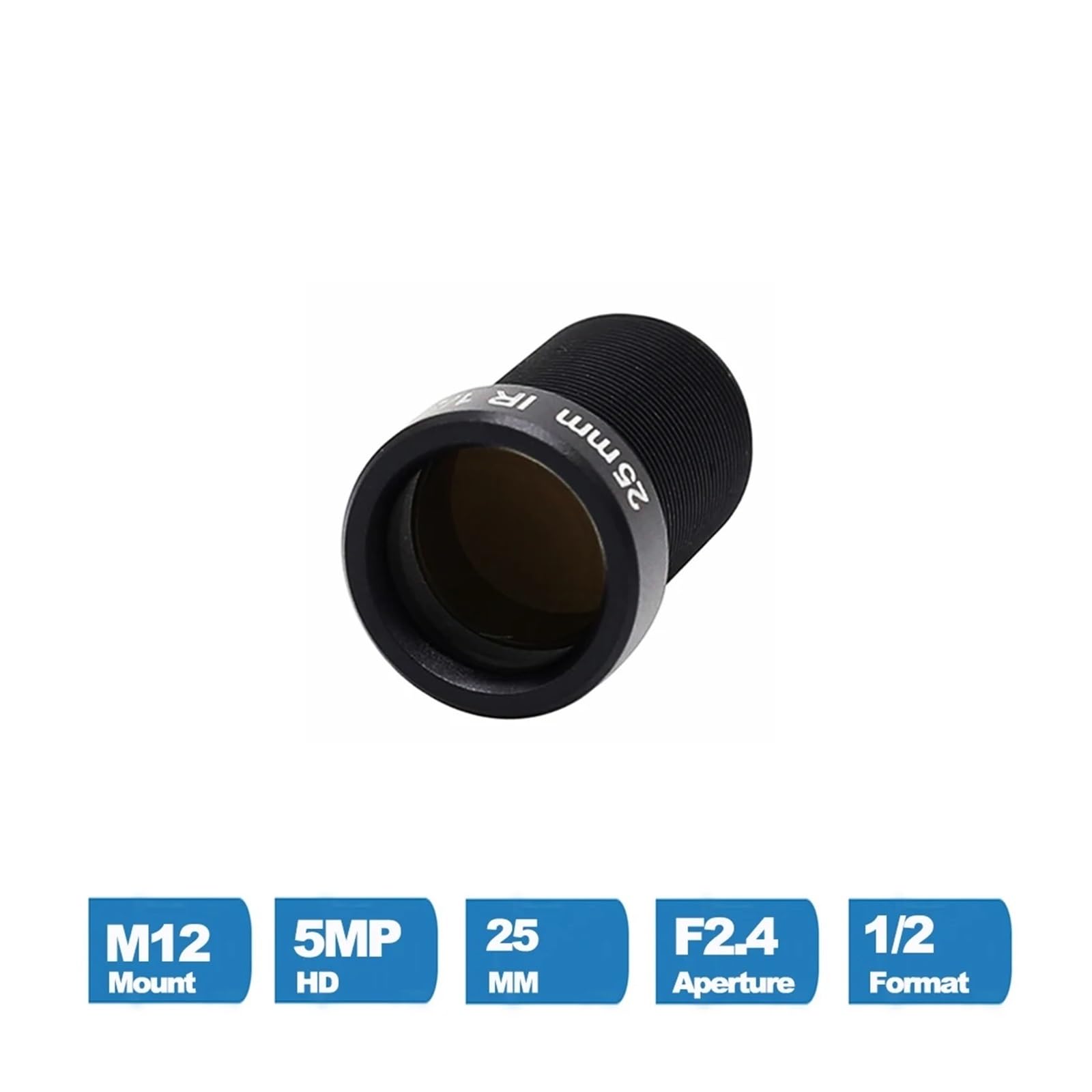 Obiettivo CCTV da 5 Megapixel Attacco M12 da 25 mm Visione a Lunga Distanza da 1/2 Pollice for telecamere IP AHD 1080P/4MP/5MP