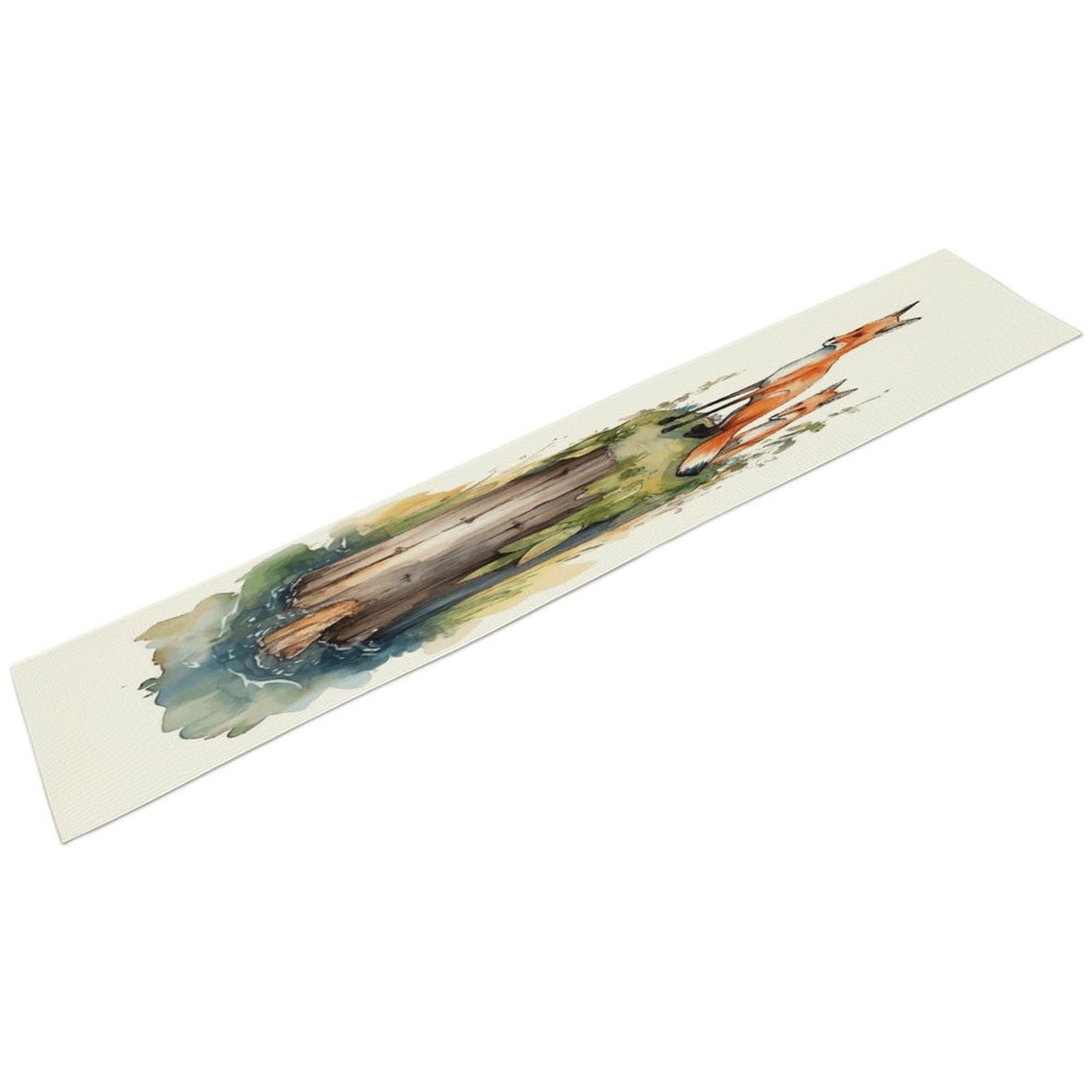 Btcowzrv Style Hand Drawn Fox Linen Table Runner 72.4 Inches Long, Machine Washable Table Runner For Party Kitchen Dining Table Coffee Holiday Party Decor, 13.4"X72.4"