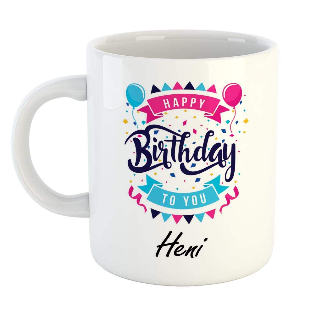 Wrap & Go Coffee Mug for Heni Personalised Name Ceramic, 350ml, 1 Unit