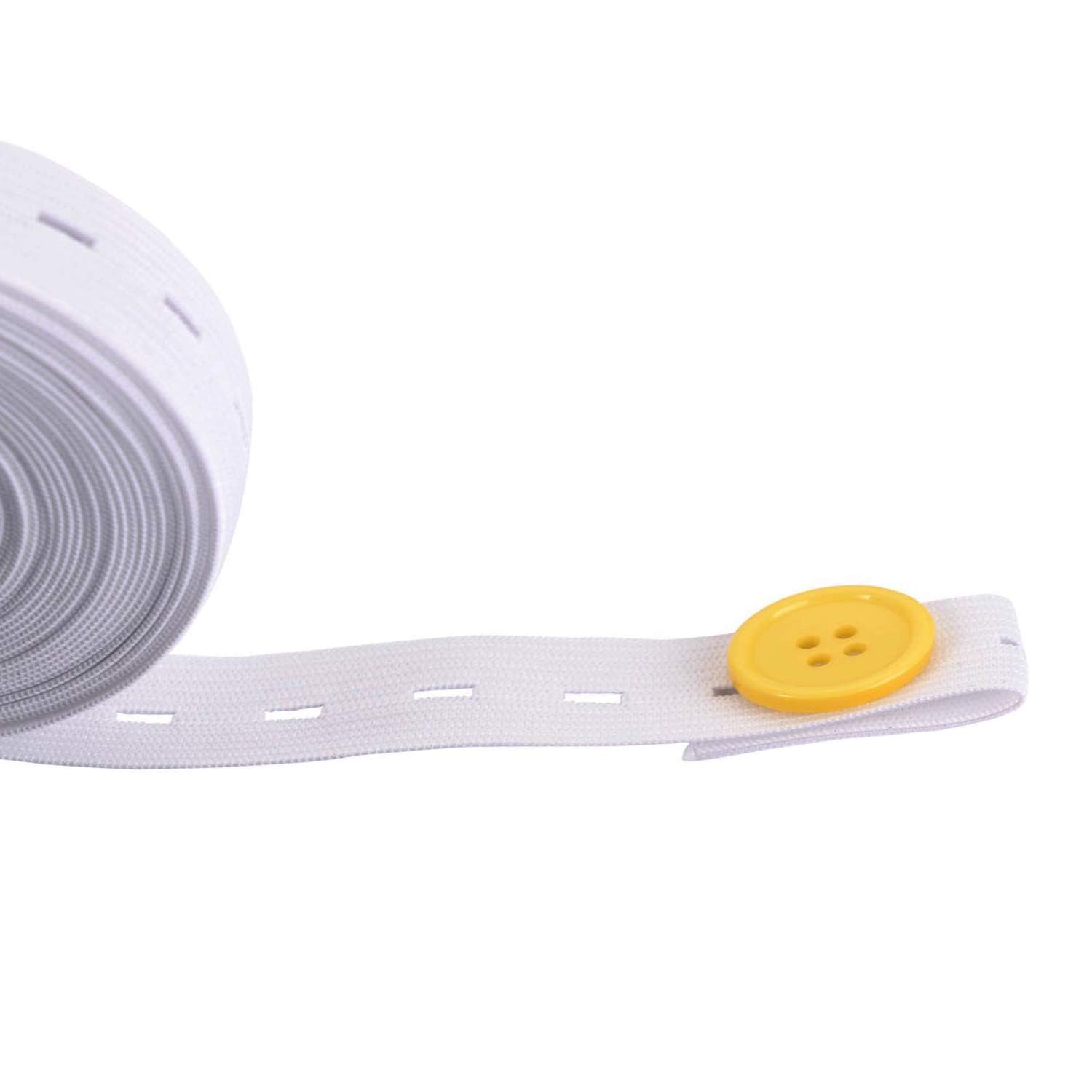 Elastisches Band Mit Knöpfen – 1 Meter, 25 Mm Breit, Weiß | Dehnbar Für Hosen, Röcke & DIY | Nähzubehör