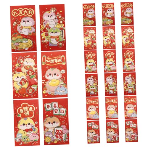 CHICAMPERA 24個蛇年お年玉袋 春節用幸運赤封筒 多機能祝儀袋 お贈り物や装飾に 使いやすく繰り返し利用可能