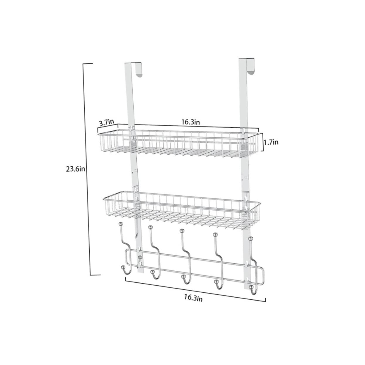 Alipis Over The Door Hook Hanger with Baskets Organizer for Clothes Towels and Robes Bathroom Kitchen Living Resistant Design for Efficient Space Management