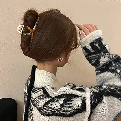 Big Hair Claw Clips Butterfly Barrettes Claw Clips for Women Acetate Claw Clips Metal Hair Clip for Girls Large Hair Accessories for Long Thick Hair (Brown Green) - Image 4