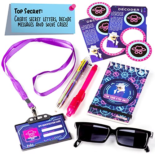 GirlZone Set de Escritura Agente Secreto, Divertido Kit de Espía y Set de Papelería para Niñas con Bolígrafo Espía, Regalos de Cumpleaños Geniales para Niños Ultimate Secret Agent Writing Set