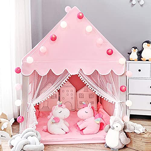 Image of Kids Play Tents for Girls, Toddler Tent Princess Castle Pink Tent Playhouse Tent Indoor Fairy Castle