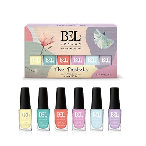 BEL London The Pastels Set di smalti di lusso in 6 colori, ad asciugatura rapida, a lunga durata, per donne e ragazze, perfetto per regali di tutte le età