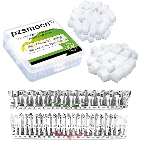 Pzsmocn 400 Pieces / 20 Sets 2.8 mm Pitch 9 Pin Automotive Cable Connector Adapter Assemblies Male/Female Housings and Crimp Pin Terminals Kit. for AWG18#, AWG19# and AWG20# Cables. Cover