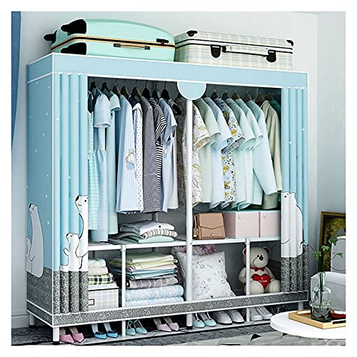 Armario portátil organizador de ropa con estructura de almacenamiento combinable y fácil de montar azul 2