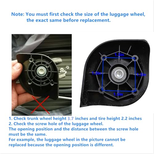 1 Pair Luggage Suitcase Wheel, Luggage Wheels Replacement Travel Suitcase Caster Wheels 360° Swivel, Trunk Luggage Wheel Spare Part Replacement Left and Right Wheels (A18)4