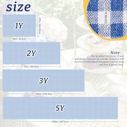 HHZZMIAO 57”W x 36”L Gingham Poly-Cotton Fabric Cut By The Yard, Checkered Plaid Vintage Fabric for DIY, Homespun, Handmade,Sewing and Home Textiles(Yellow,1 Yard) - 1