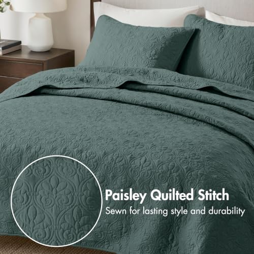 Image of Madison Park Luxurious Cotton Damask Quilt Set, 3PC King /Cal King Bed Set