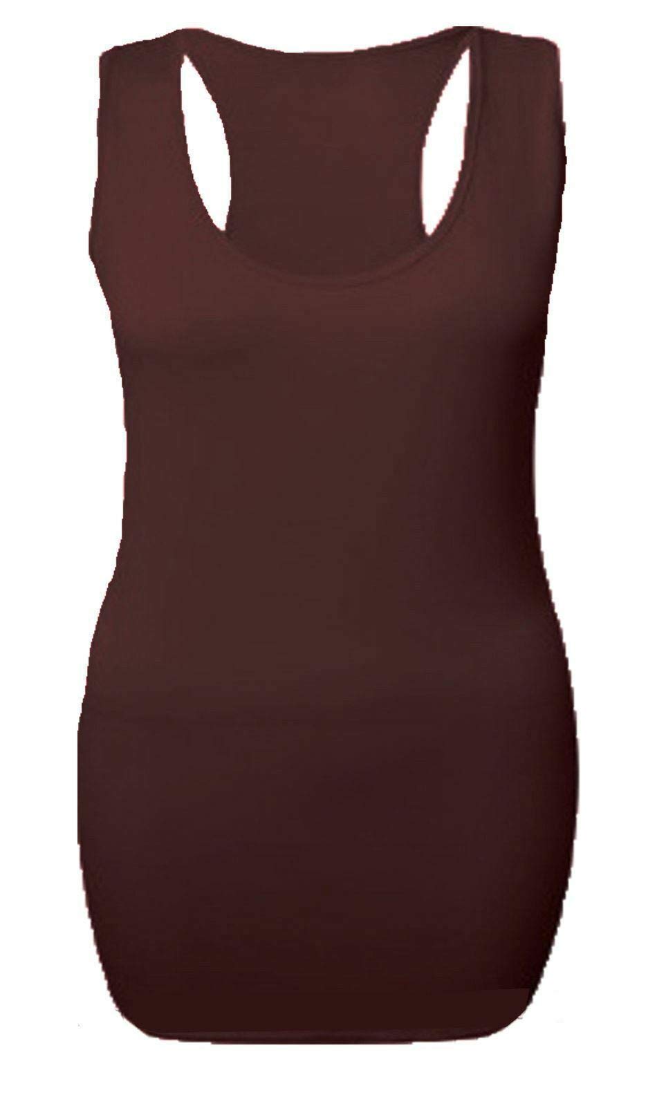 Plain Racer Back Vest Top#(Brown Sleeveless Strappy Racer Back Vest Top#UK 16-18#Womens)