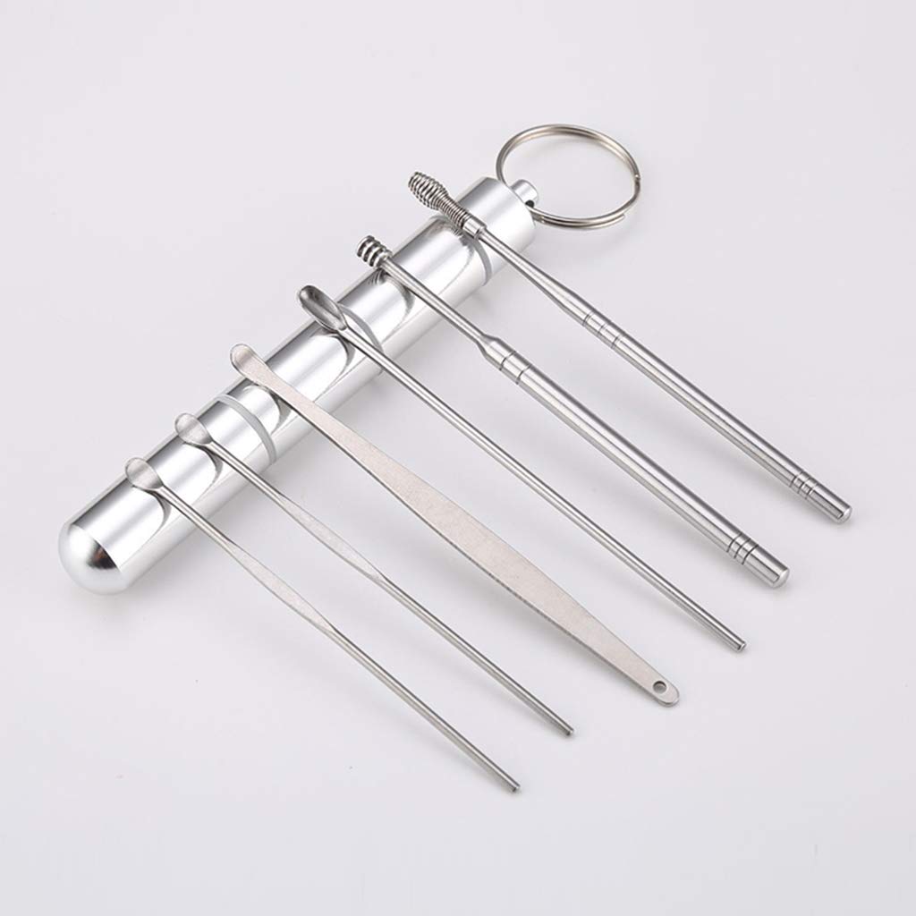 EINCORN 6-in-1 Pocket Ear Spoons Cleaner Tool Spring Ear Wax Removal Kit Earwax Pick Earwax Pick Curette Spoon Ear Pick Cleaning