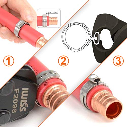 LOKMAN Stainless Steel Single Ear Hose Clamp, 80Pcs 6-23.6mm Crimp Hose Clamp Assortment Kit Ear Stepless Cinch Rings Crimp Pinch Fitting Tools (1/4 inch - 15/16 inch)
