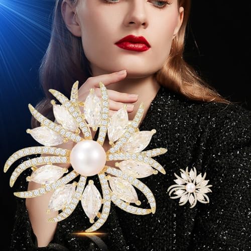 Image of Rhinestone Flower Brooch - Crystal Flower Pin for Women - Valentine's Day & Mother's Day Gift