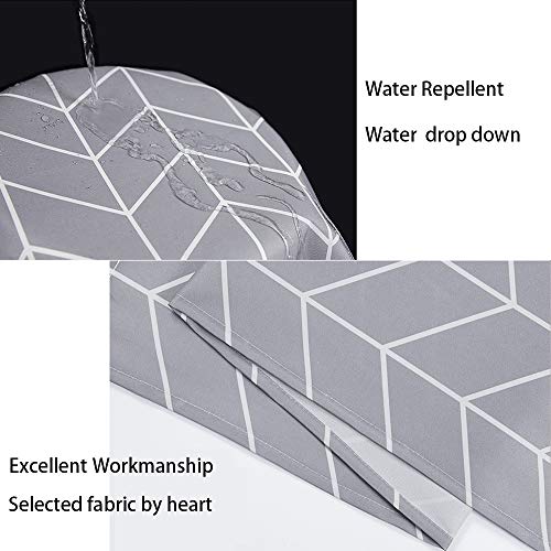 EurCross Geometric Pattern Grey Shower Curtain for Bathroom,Water Repellant Anti Mould Extra Wide/Long Shower Curtains 200 X 200cm(78''W x 78''L),Including 12pcs Hooks.