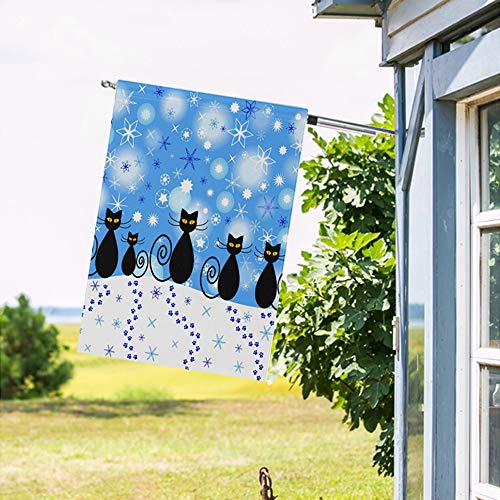 Wihve Winter Holiday Decor Garden Flag Christmas Black Cat Snowflake Vertical Double Sided Yard Flag Polyester Garden Flag House Banner For Wedding Party Indoor Outdoor Decoration 12 X 18 Inches #TOP4