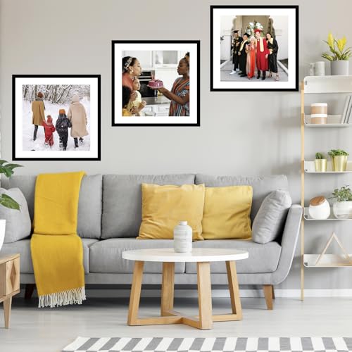 Image of JCJMY 30x30 Picture Frame Black with 24x24 Mat, Display Photo 24x24 with Mat or 30 x 30 Without Mat, Wall Hanging Large 30x30 Poster Frame with Shatter Resistant Plexiglass, Black