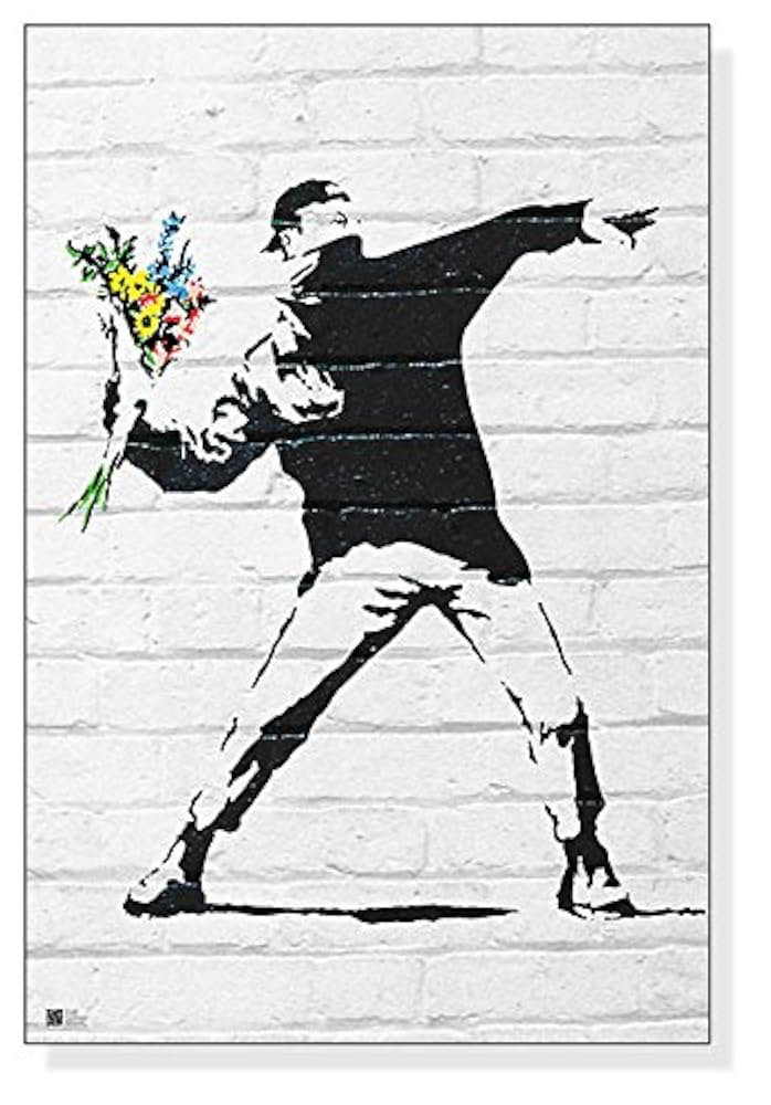 額装品/Flower Bomber（バンクシー） Amazon.co.jp: 額装済/特別割引品/バンクシー/Flower Bomber