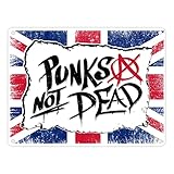 Punks not Dead Union Jack Metallschild in 15x20 cm im Graffiti Look mit Anarchie-Zeichen für echte Punker und Rebellen britisch Rock Musik Alternativ UK