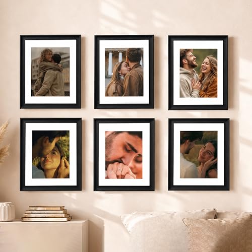 Image of Art Street Wooden Photo Frame for living room, Aesthetic Cave Design Photo Frames for Photograph, Art Work, Certificates Set of 6 (11x14 Inch, Black)
